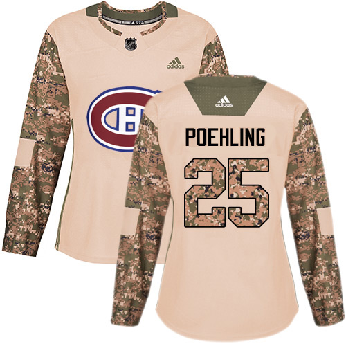 Adidas Canadiens #25 Ryan Poehling Camo Authentic 2017 Veterans Day Women's Stitched NHL Jersey